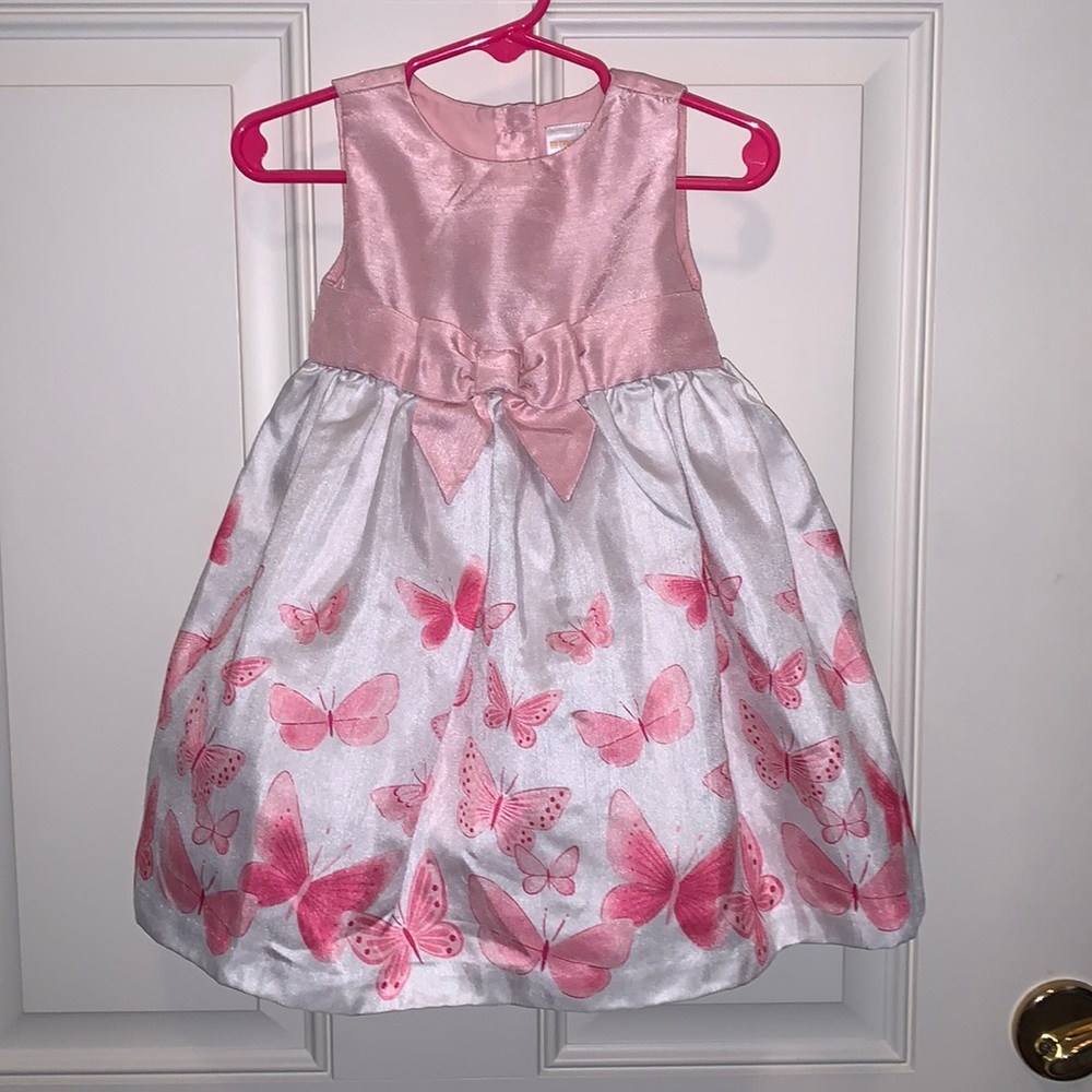 Gymboree,18-24m, Pretty Pink & White Dress w/Butterflies,Extra Fullness on Skirt